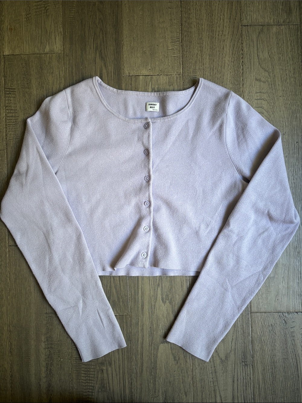 Sunday Best | Aritzia Lavender Purple Cropped Button Cardigan Size Large